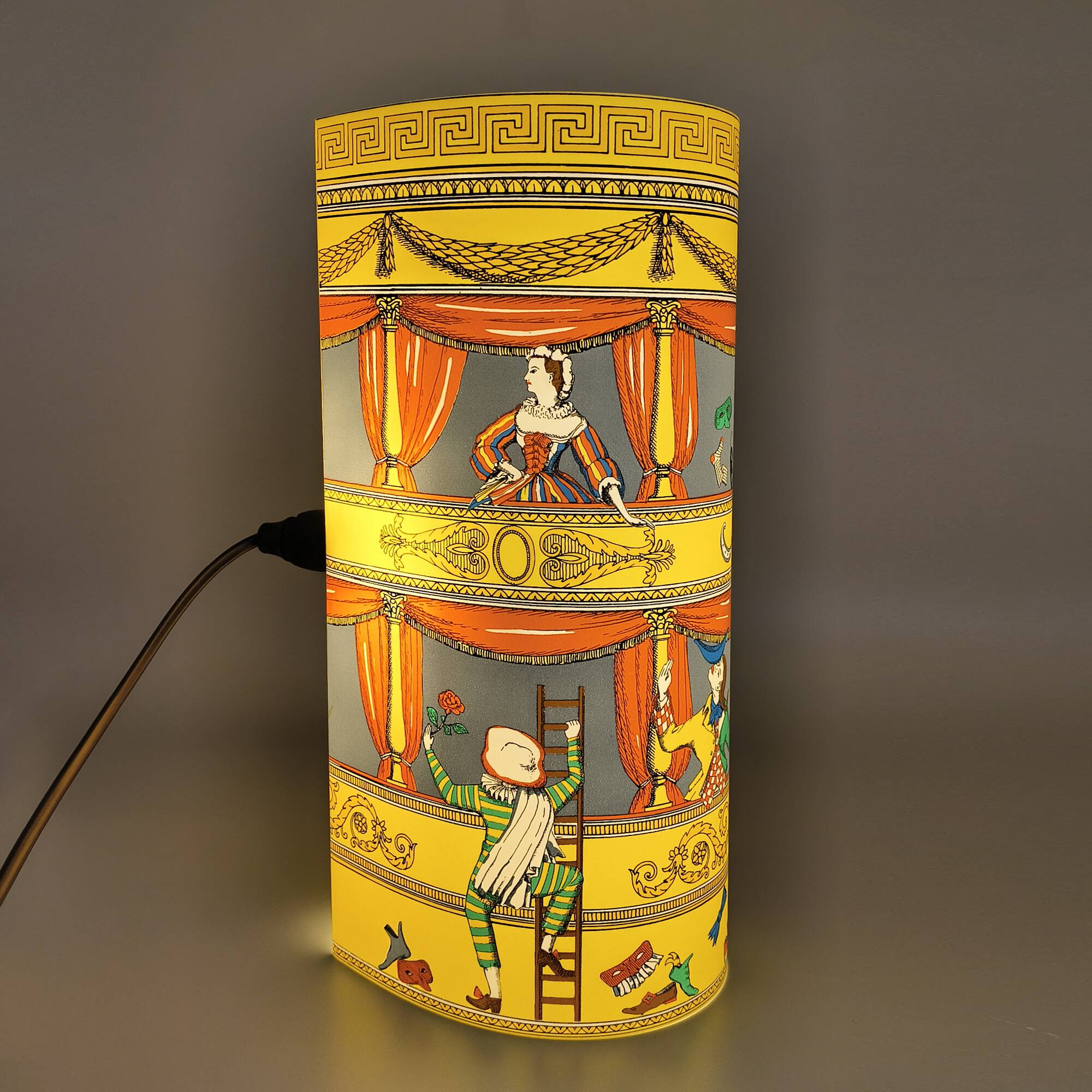 1990s Gorgeous "Commedia dell'Arte" Table Lamp by Piero Fornasetti for Anto