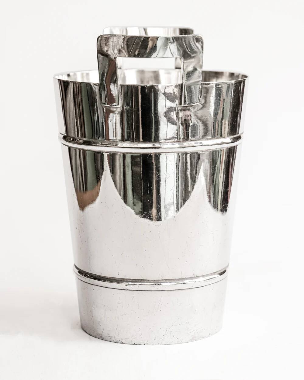 Mid-century modern silver plated champagne cooler and ice bucket
