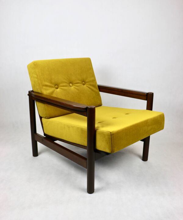 Fauteuil vintage jaune olive, années 1970