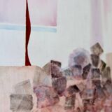 Swedish vintage oil on canvas painting" abstract composition with geometric elements" by bengt ander