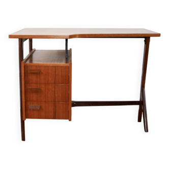 Scandinavian teak boomerang desk and its chair 1960