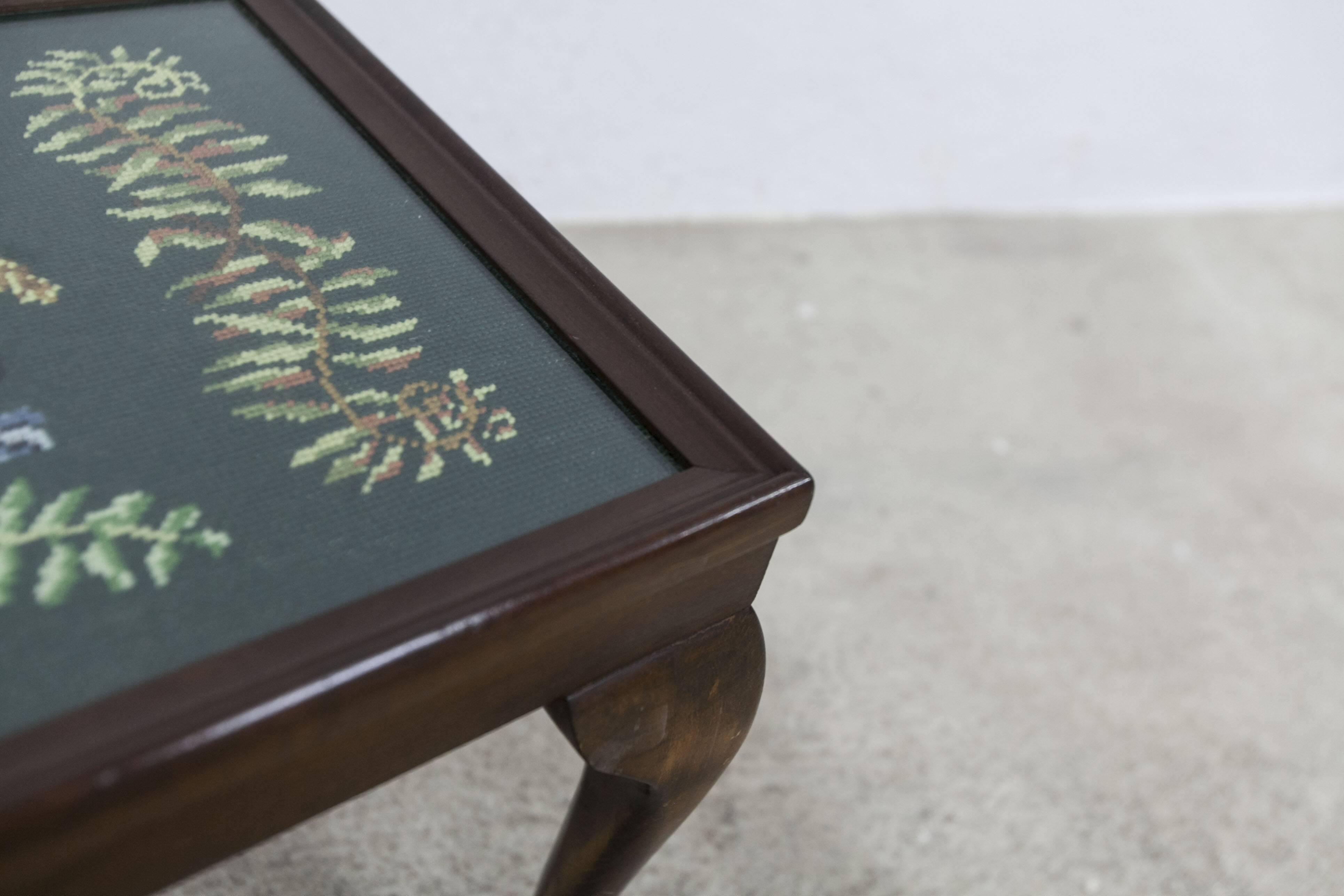 1940 Needlewoman Shop London Coffee Table Embroidery Under Glass