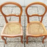 Pair of caned walnut chairs, Louis Philippe style