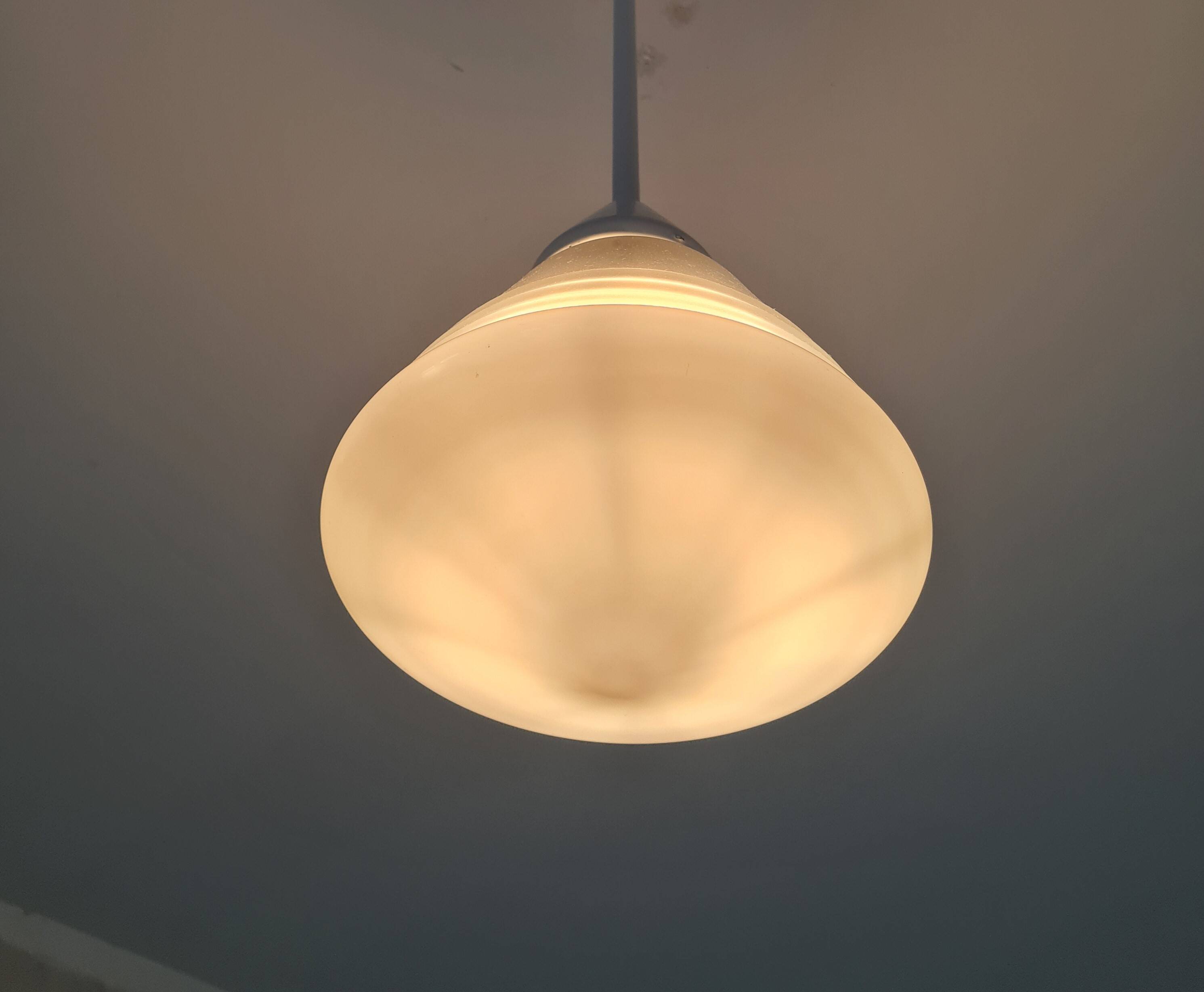Conical opal glass ceiling lamp by Phillips, Netherlands 1920s