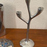Organic-shaped cast aluminium candlestick