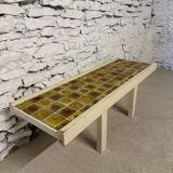 Table basse en bois et céramique vintage