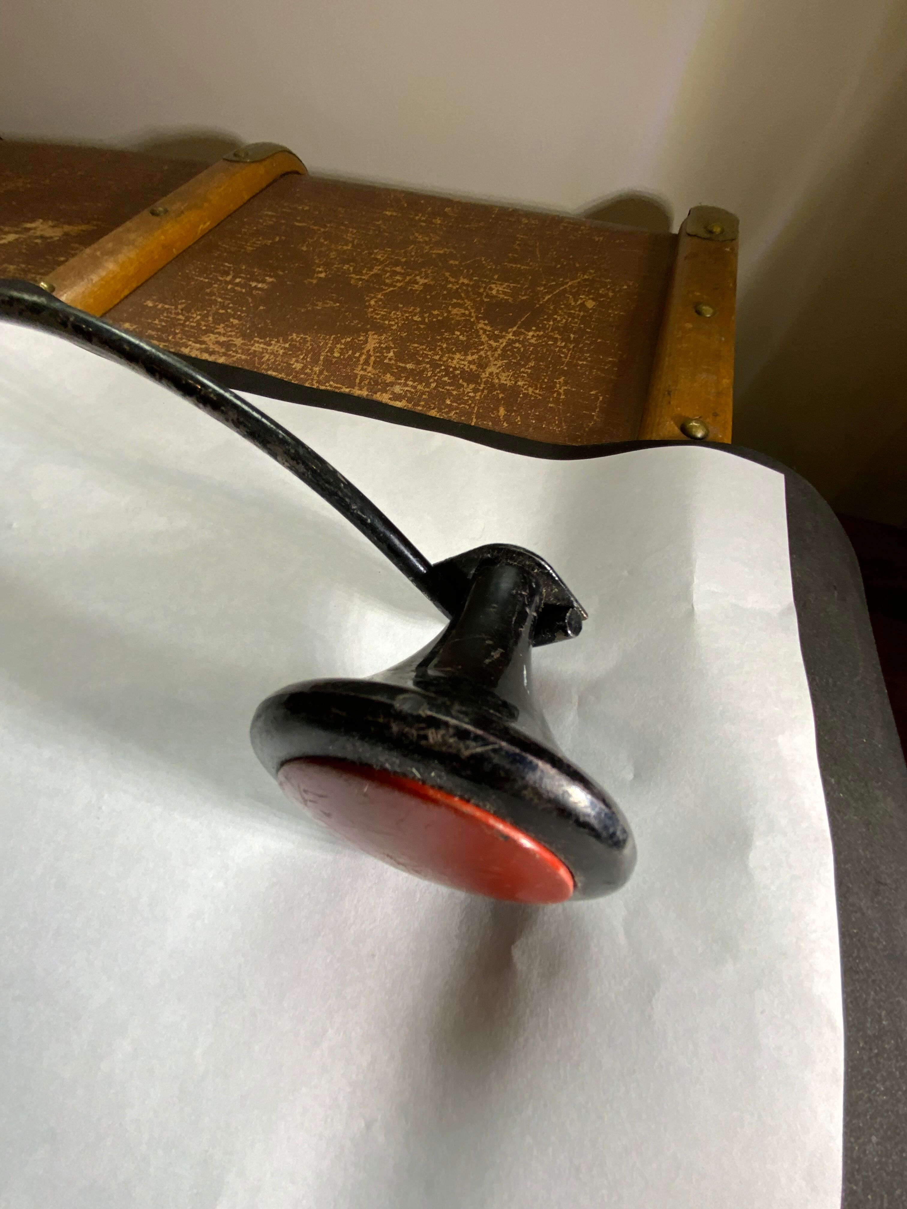 Vintage double hook in metal and plastic red and black