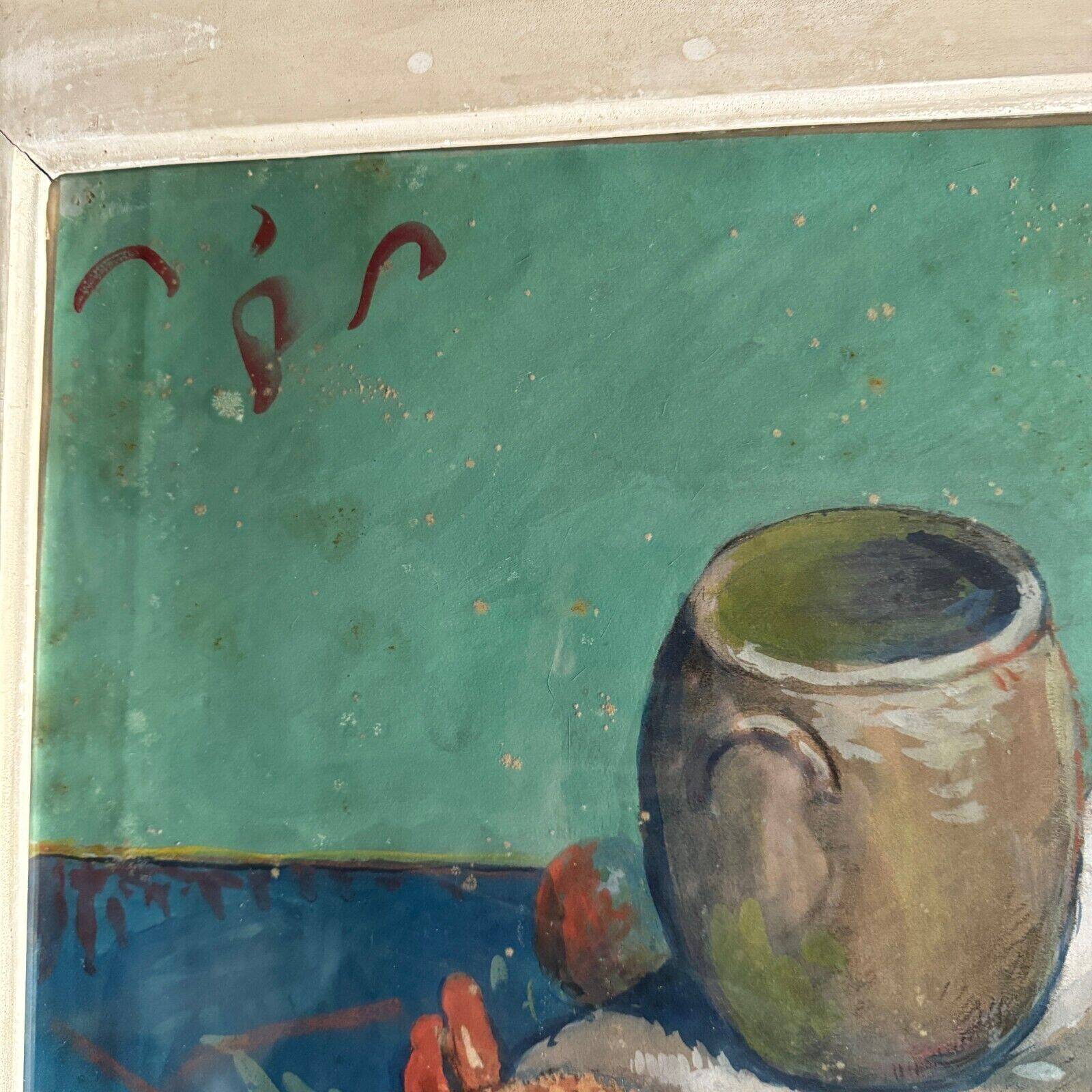 Watercolor on paper by E. Legros 1956 still life with crabs