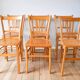 Set of 6 luterma blond wood bistro chairs 1950