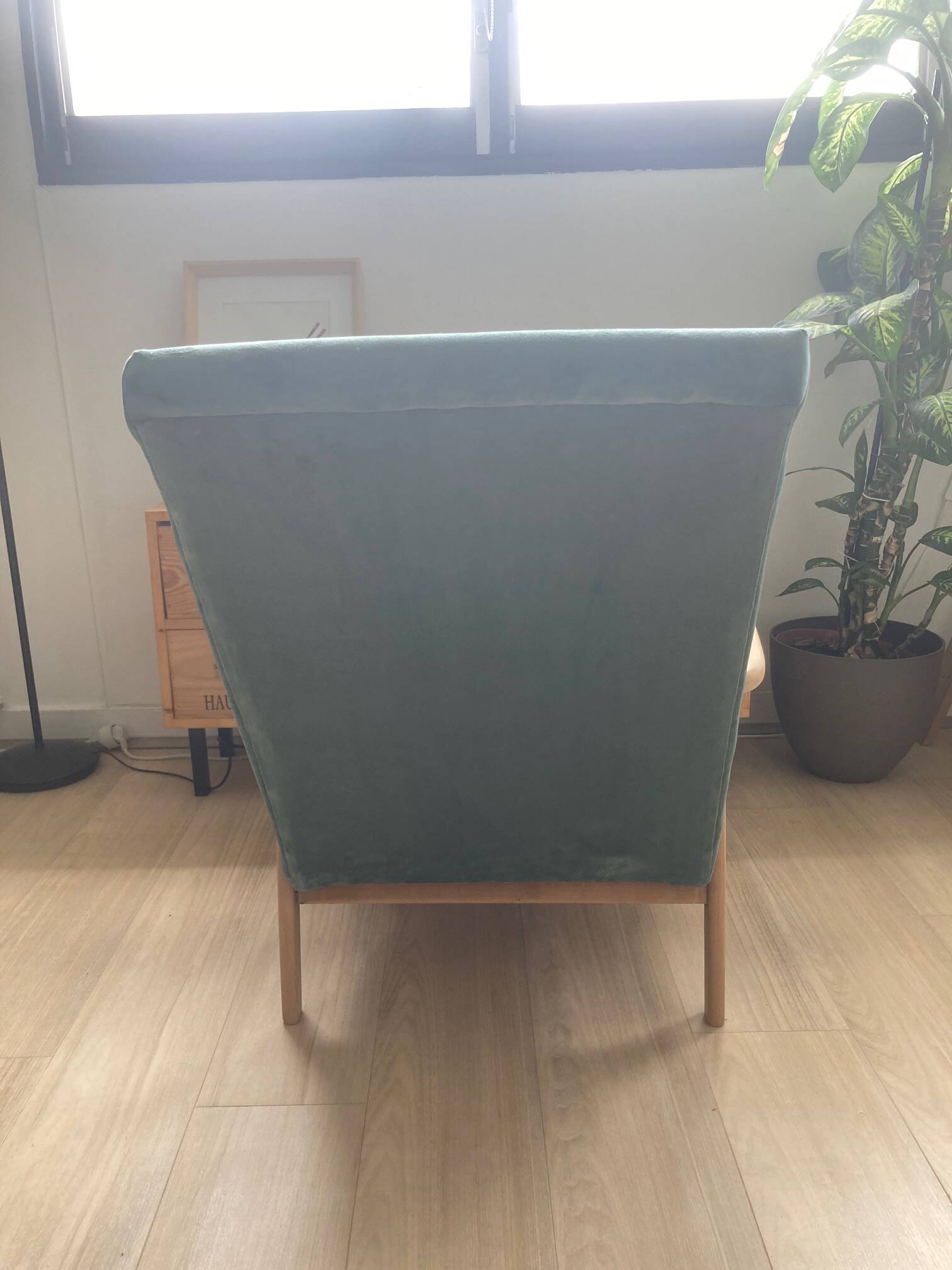Fauteuil scandinave année 1950 velours