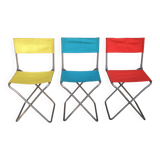 Set of three fabric folding chairs