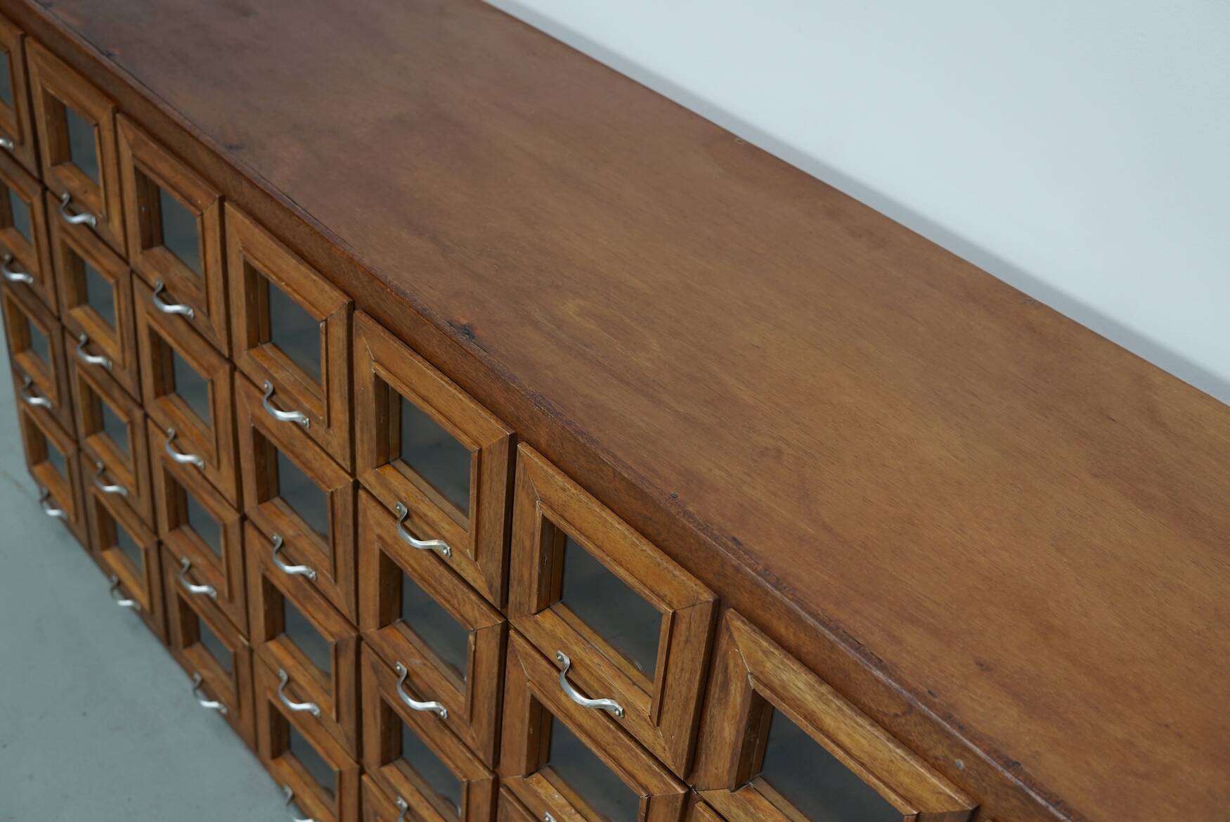 Vintage Dutch Beech Haberdashery Shop Cabinet / Vitrine, 1950s