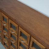 Vintage Dutch Beech Haberdashery Shop Cabinet / Vitrine, 1950s