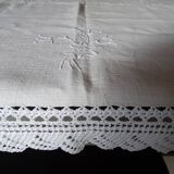 Old linen tablecloth 170 x 165 hand embroidered