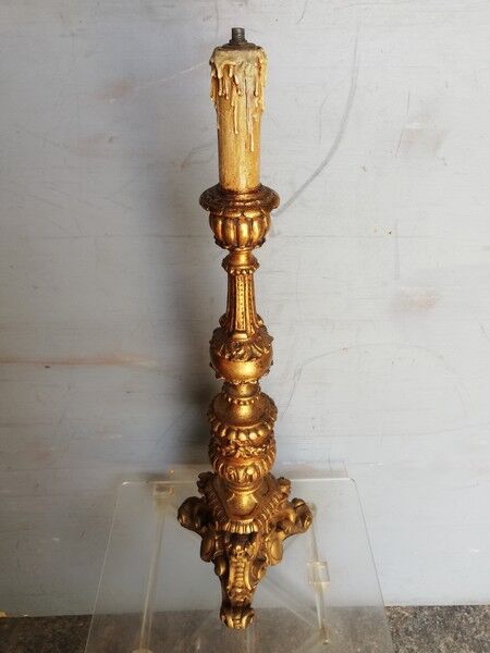 Wooden candlestick and gilded stucco from the beginning of the 20th century