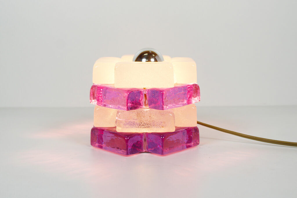 Brutalist glass table lamp by Albano Poli for Poliarte, Italy 1970s