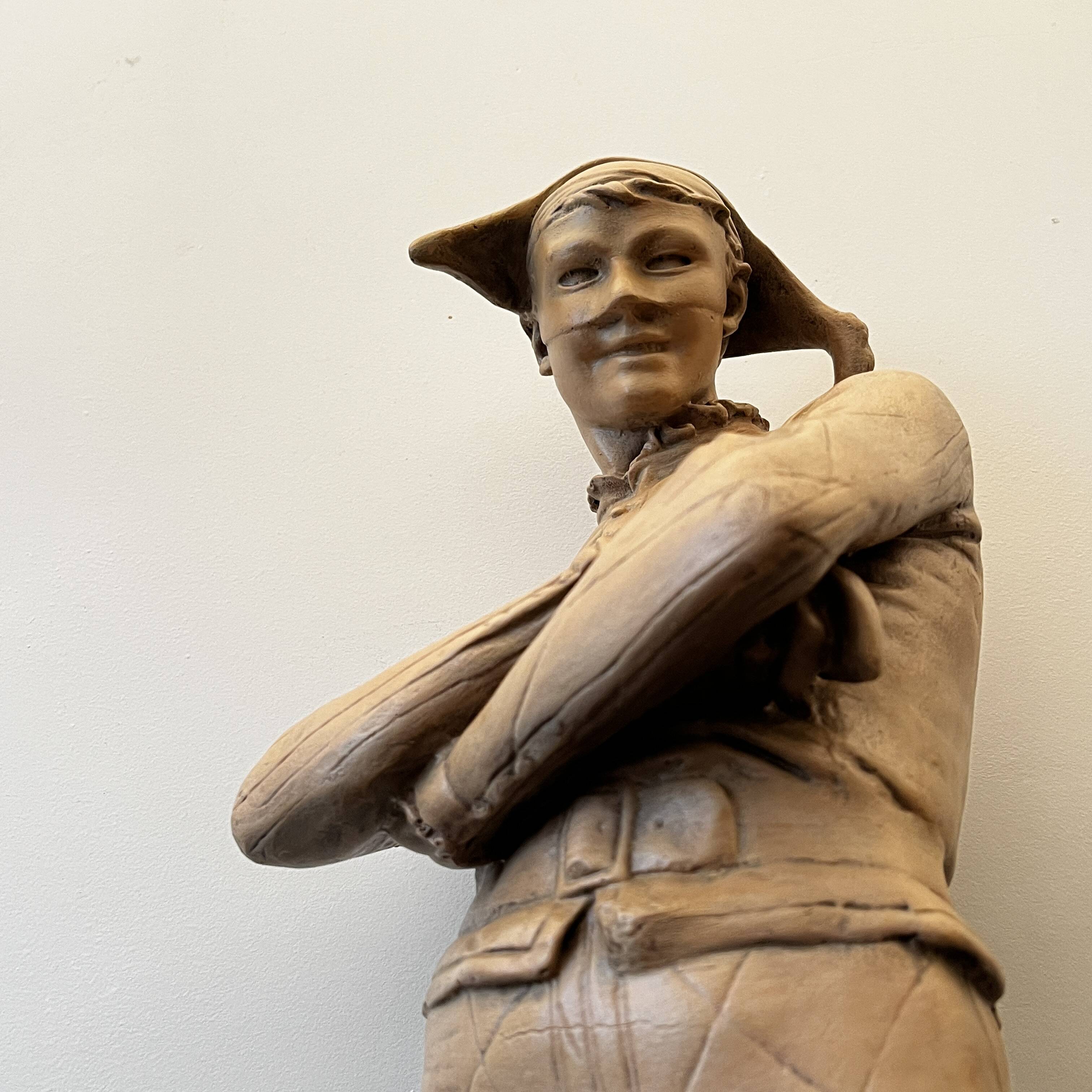 Charles René de Saint-Marceaux 'Harlequin' terracotta sculpture, 19th century