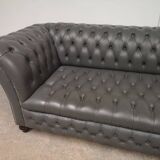 Gray leather Chesterfield sofa