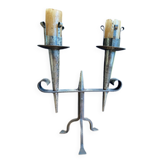 wrought iron torch candle holder