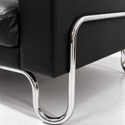 3-seater sofa W.H. Gispen for Dutch Originals, black leather and chrome