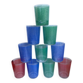 lot de 8 verres à eau colorés années 70