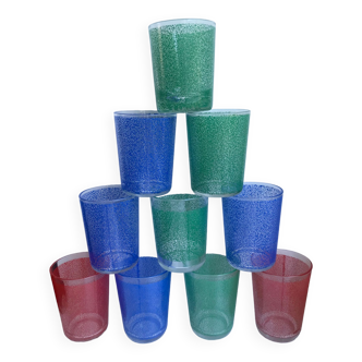 lot de 8 verres à eau colorés années 70