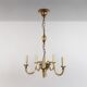 Vintage Murano 5-Arm Ribbed Topaz Glass Chandelier Pendant Lamp