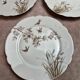 Set of 7 antique porcelain plates – Decorated with polychrome birds and flowers