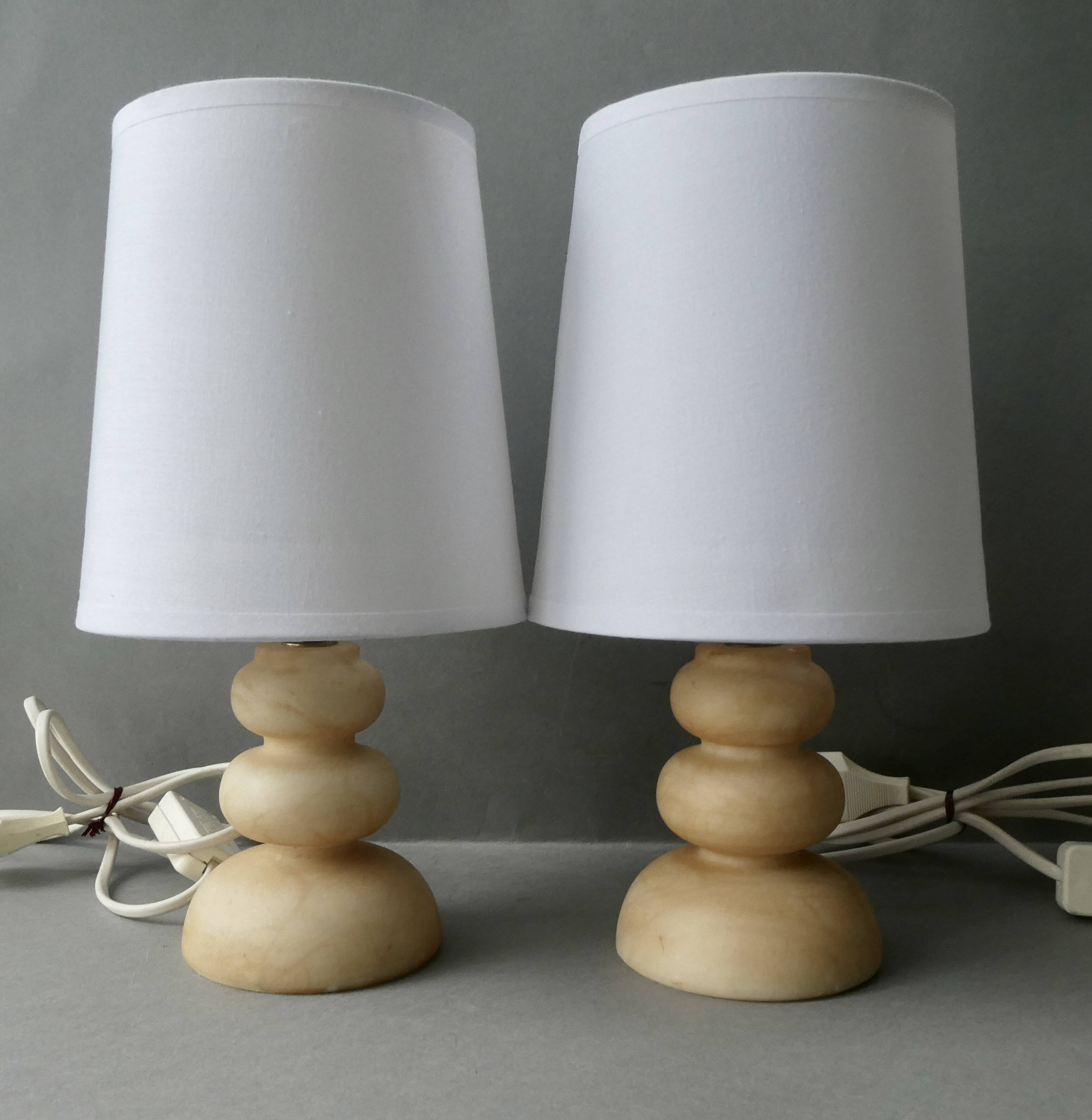 Pair of alabaster lamps, 70s-80s