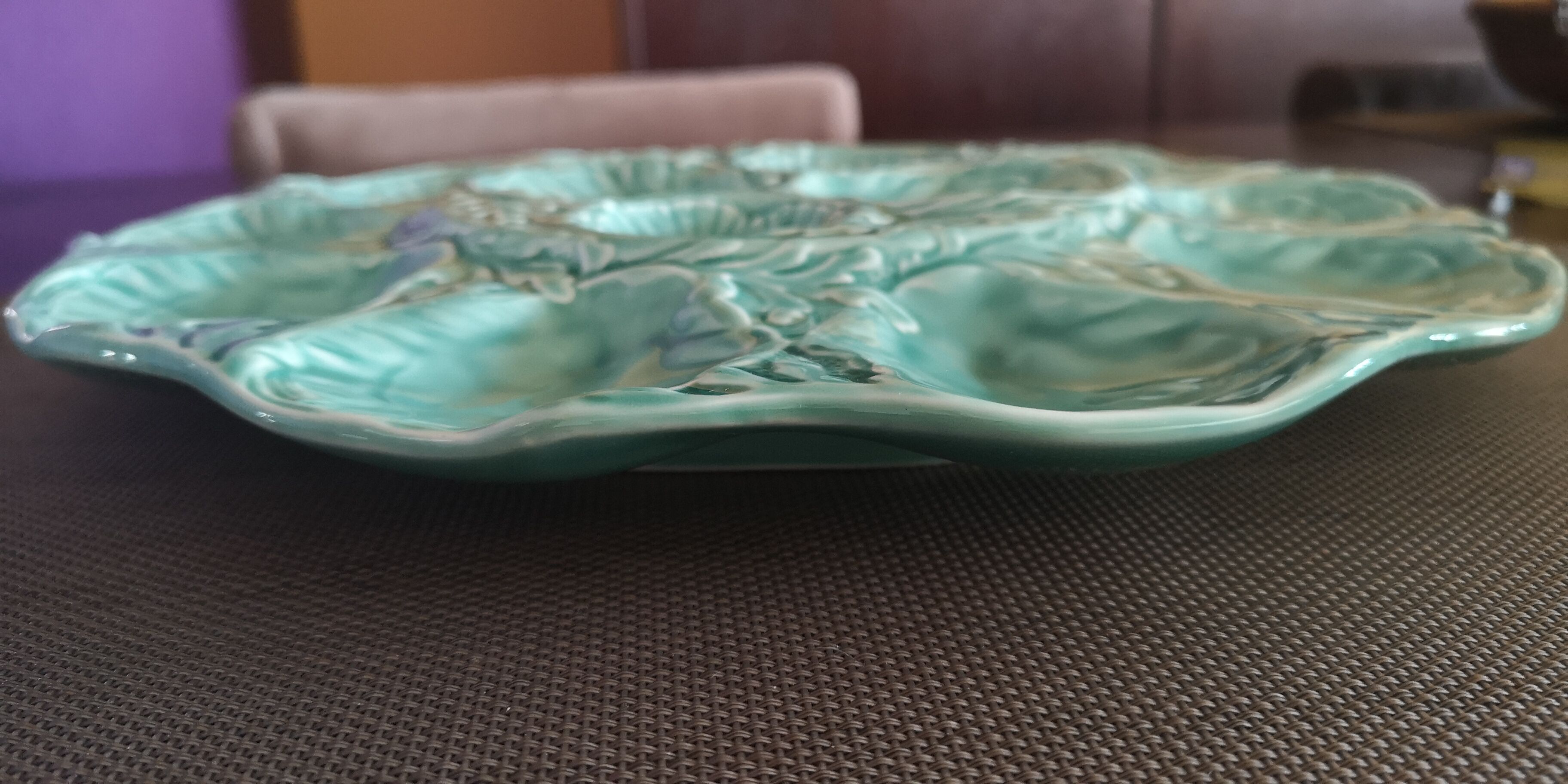 Cedon blue ceramic oyster tray - Gien - 1960s