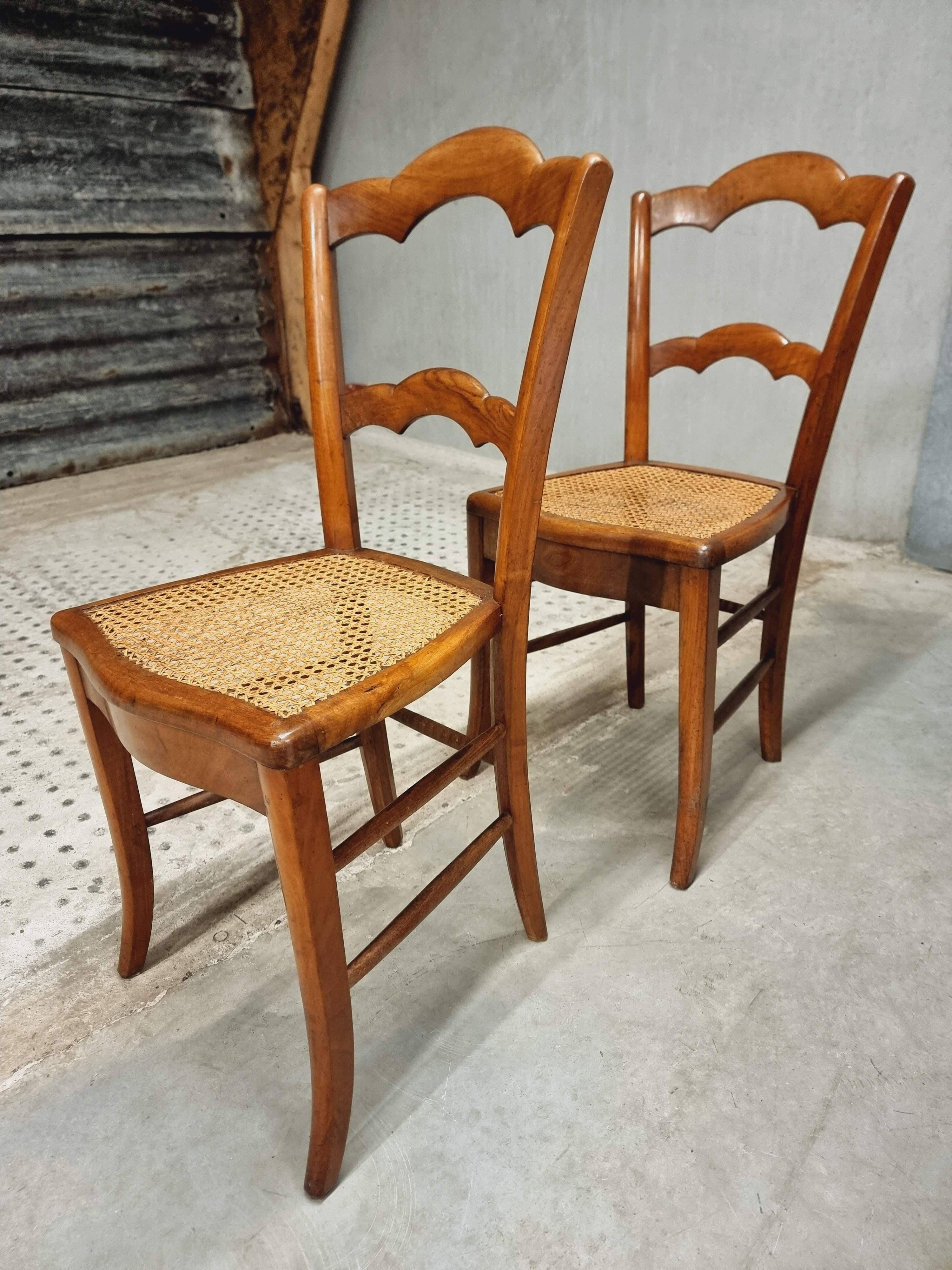 Antique set of chairs walnut with webbing