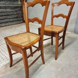 Antique set of chairs walnut with webbing