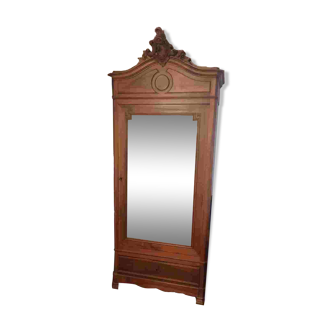 19th century walnut mirrored wardrobe