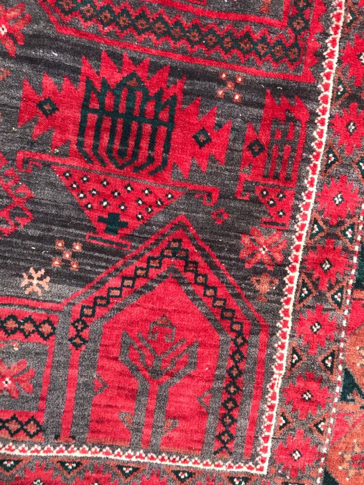 Afghan old rug Turkmen belutch handmade 110x220 cm