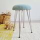 Antique metal and blue velvet stool, 1960s