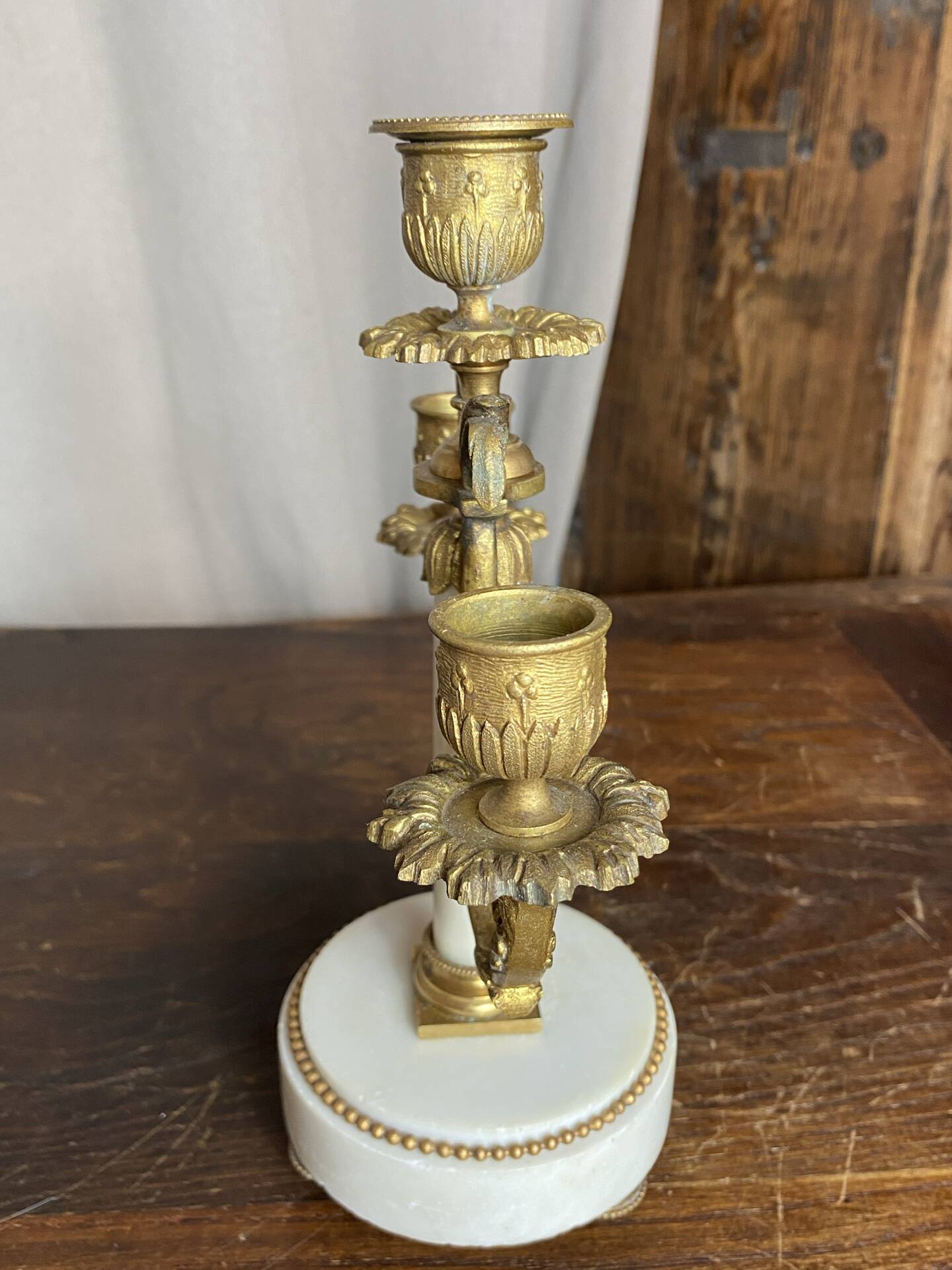 Pair of bronze and marble candelabra, France, 19th century