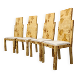 1940s Set of Four Brutalist Dining Chairs in Maple Finish, Czechoslovakia