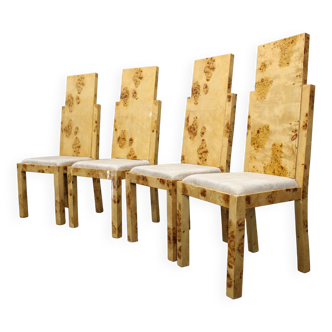 Ensemble de quatre chaises de salle à manger brutalistes en finition érable des années 1940, Tchécoslovaquie