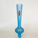Vase soliflore en opaline italienne bleue