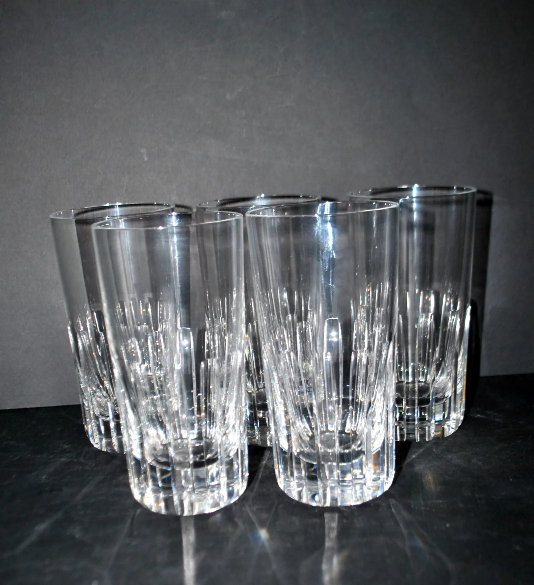 Baccarat lot of 5 Rotary glasses whisky long drink cut crystal signed