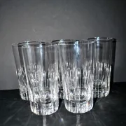 Baccarat lot of 5 Rotary glasses whisky long drink cut crystal signed