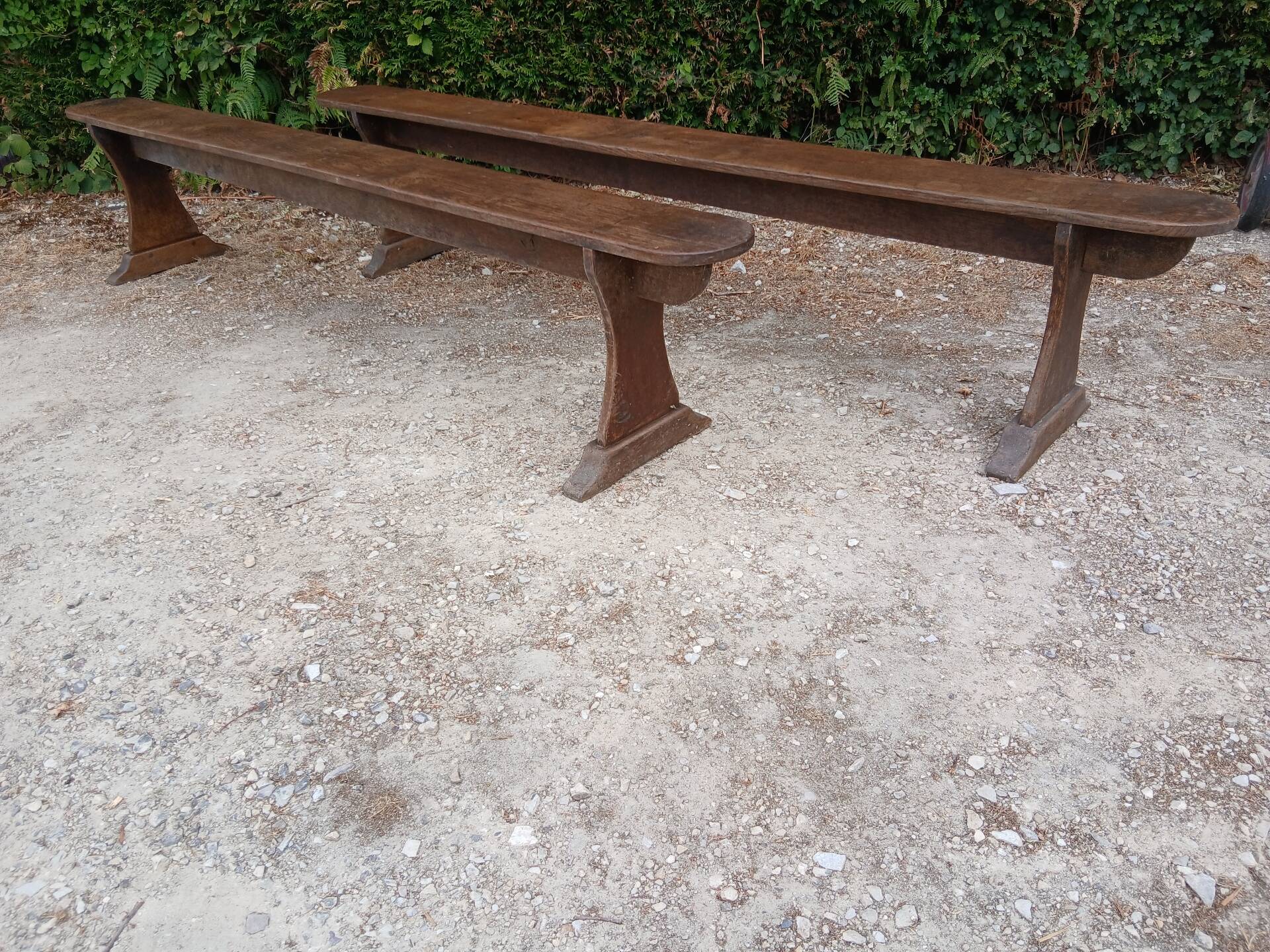 Pair of oak benches 240cm
