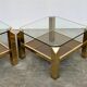 Set of 2 Belgo coffee tables in chrome brass and glass, Belgium, 1970s