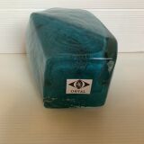 Vase Pentagone bleu et doré pâte de verre