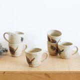 Set of 6 signed pyrite stoneware cups