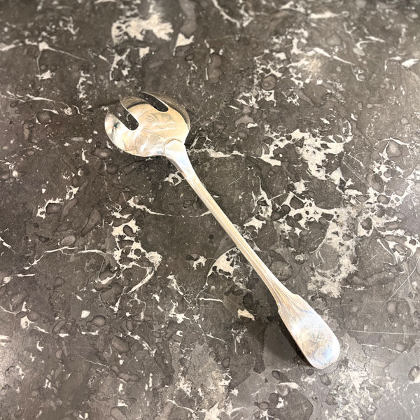 Serving fork, silver metal, Christofle, Cluny model
