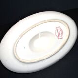 Sarreguemines earthenware gravy boat, Red Favorite with birds