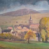 Tableau HSP "Brume d'automne à chamboeuf" (42) par Auguste Mallard (1895-1965)
