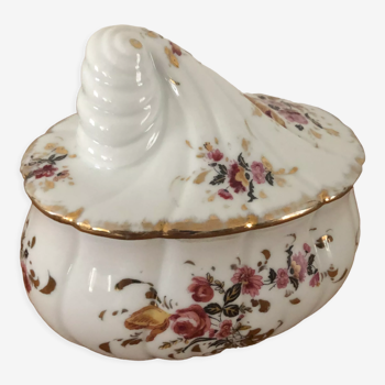 Bonbonnière coquillage en porcelaine motif floral