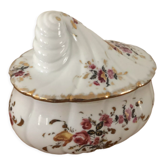 Bonbonnière coquillage en porcelaine motif floral